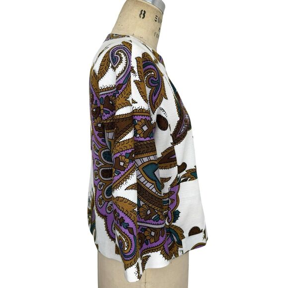 Etro Women's Paisley 3/4 Sleeve Jacket US Small Italian 40 Cotton Linen Designer - Picture 3 of 16